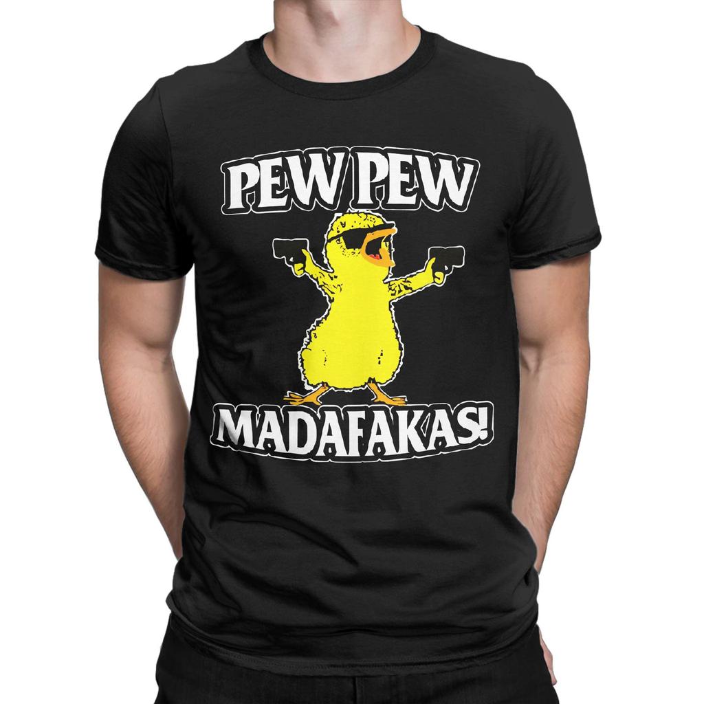 Мужские футболки Duck Pew Pew Madafakas Винтажные футболки из чистого хлопка Футболки с коротким рукавом Футболки с круглым вырезом Одежда Большой размер