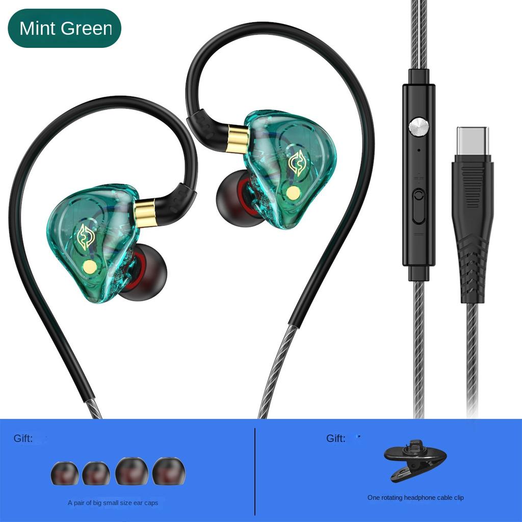 KG05 Спортивные наушники-вкладыши с проводным управлением и микрофоном Наушники для мобильных телефонов с тяжелыми басами 3,5 мм / Type-C