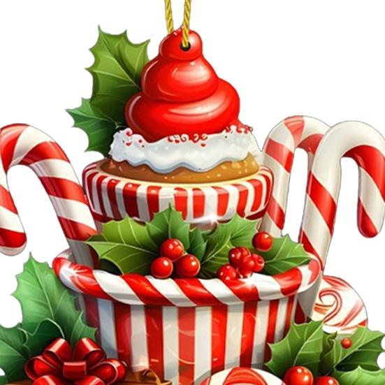 Рождественское украшение Yousheng, подвесное украшение в виде леденца, кекса, десерта, акриловая подвеска для рождественской елки, дверей, окон, декора
