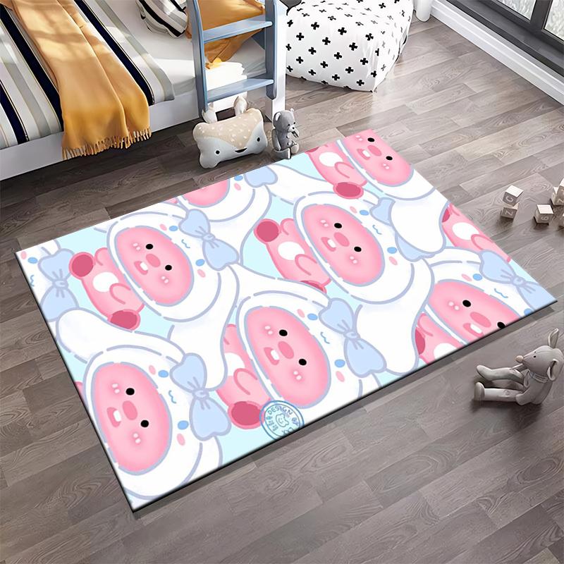 Cute Pink Bunny Cartoon Pattern Rug Non-slip rug suitable for living room and bedroom sofas