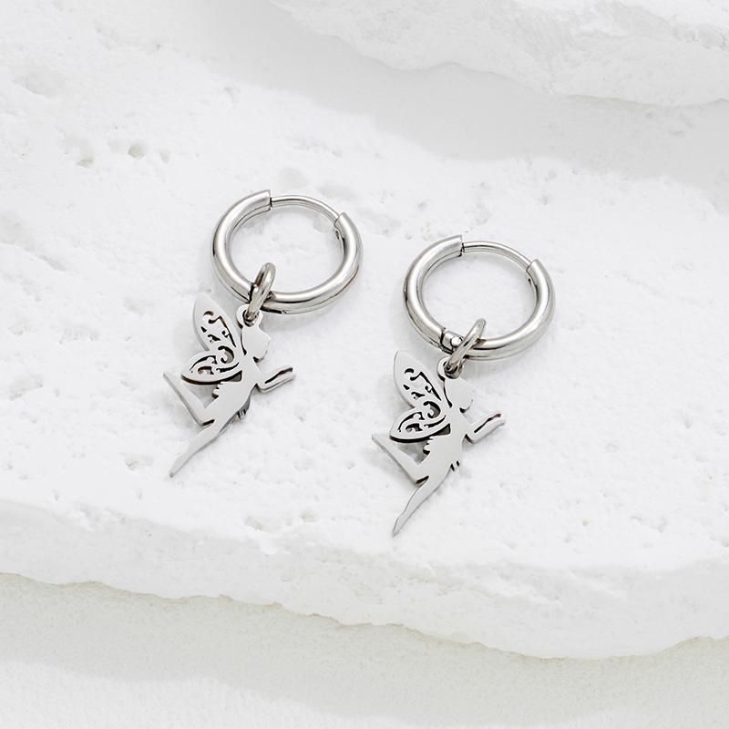 Bohemian Leaves Mandala Flower Charm Hoop Earring Women Romantic Butterfly Elf Ear Jewelry Girls Stainless Steel Earrings Gifts