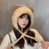 Plush Cute Cat Ear Hat Women's Winter Warm Ear Protection Pullover Hat Showing Face Small Versatile Fashion Knitted Wool Hat