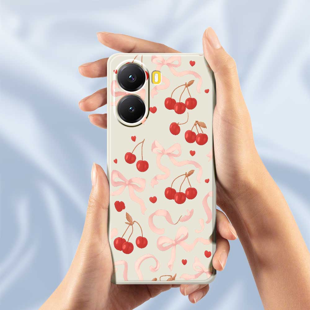 For Xiaomi Redmi Turbo 4 5G/Poco X7 Pro 5G Case Big Bow Cherry Pattern Printing Straight Edge TPU Phone Back Cover