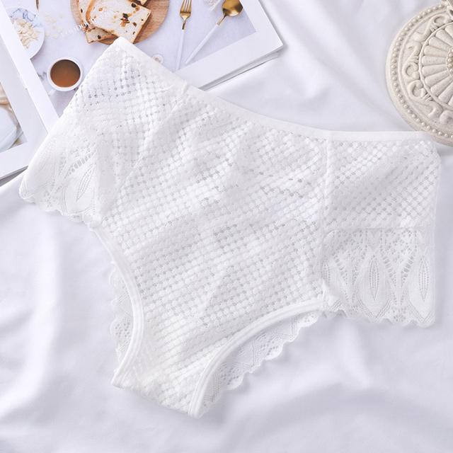 Sexy Mesh Women Lace Underwear Mid-Rise Briefs Hollow Out G String Underpant Solid Comfortable Female Breathable Lingerie