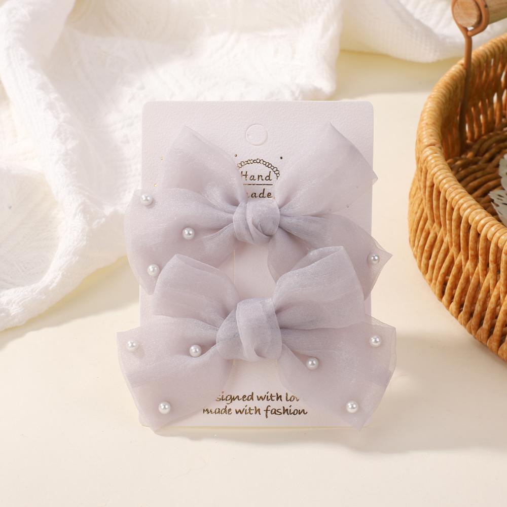 2 шт./набор Жемчужные банты Заколки для волос Милые Сладкие Девочки Боковая заколка Однотонная заколка ручной работы с бантом Аксессуары для волос Головной убор Подарки