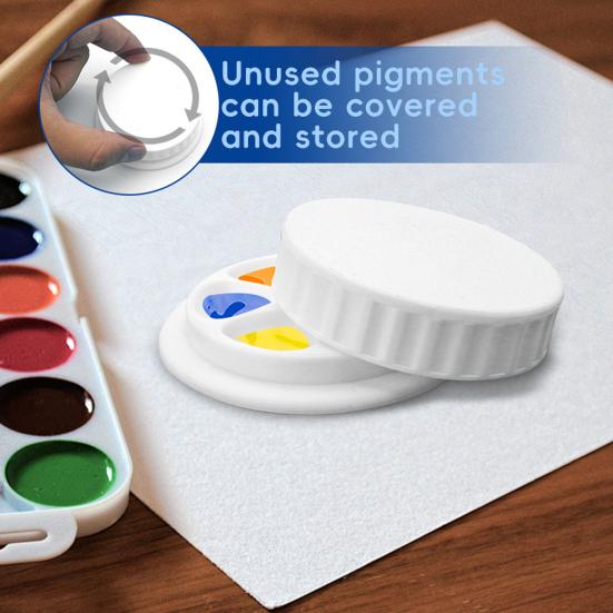 Mason Jar Paint Palette with Lid Portable Artist Color Mixing Tray for Watercolors Acrylics Plastic White Paint Tray