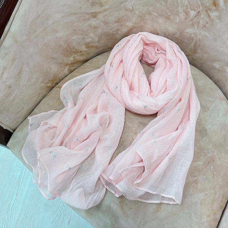 Autumn And Winter Hemp Cotton Bronzing Elk Scarf Widened Long Women'S Shawl Windshield Warm Literary Korean Version Scarf