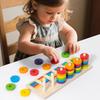 Wooden Color Matching Game Set Pillar Pairing Toy Color Recognition Exercise Hand-Eye Coordination Concentration And Memory