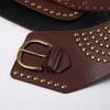 Женский пояс из ПУ кожи с нерегулярной пряжкой, украшенный заклепками, пояс из ПУ с вырезами, поясной ремень для пальто, рубашки