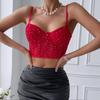 Sequined Fishbone Steel Ring Sexy Nightclub Crop Top