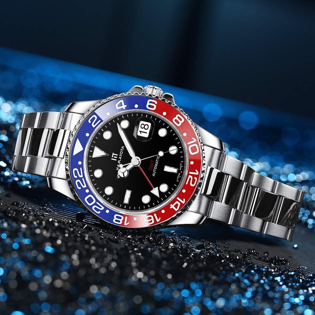 HAMAYOTA GMT Master Style Автоматические часы Pepsi Керамический безель Дайверские 20ATM Мужские часы