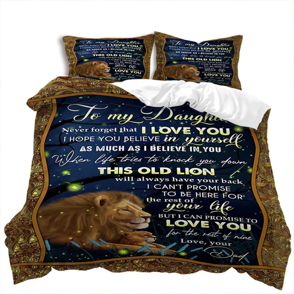 Letter Duvet Cover Abstract Word Print Wild Animal Theme The Meaningful Gift for Family and Friend Bedroom Decoration Queen Size