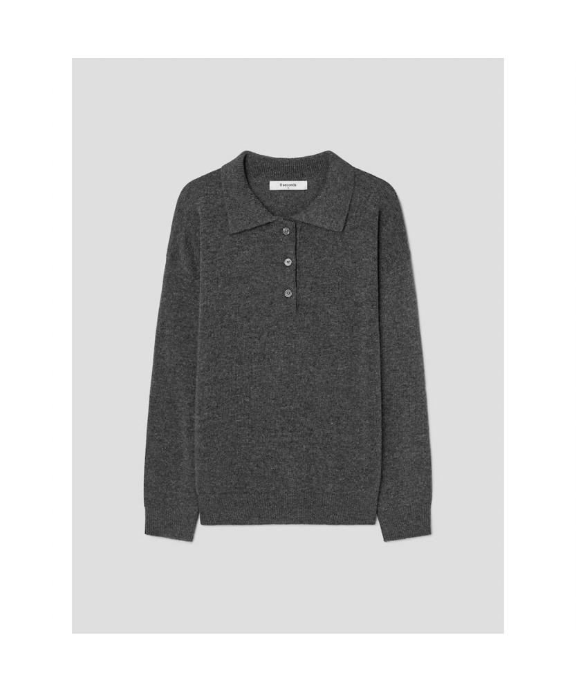 8SECONDS Collared Loose Fit Pullover Ash