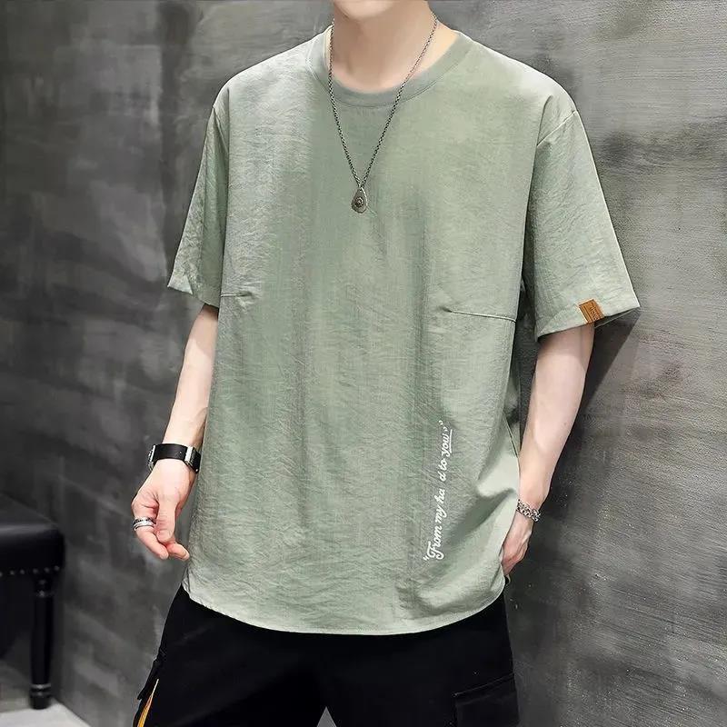 Embroidered Loose Half Sleeve T-shirt Summer Korean Youth Short-sleeved Male T-shirt Trendy All Matching
