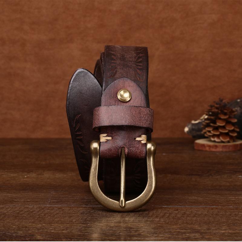 Новый ретро-стираемый очень толстый кожаный ремень мужской с медной пряжкой повседневный ремень мужской