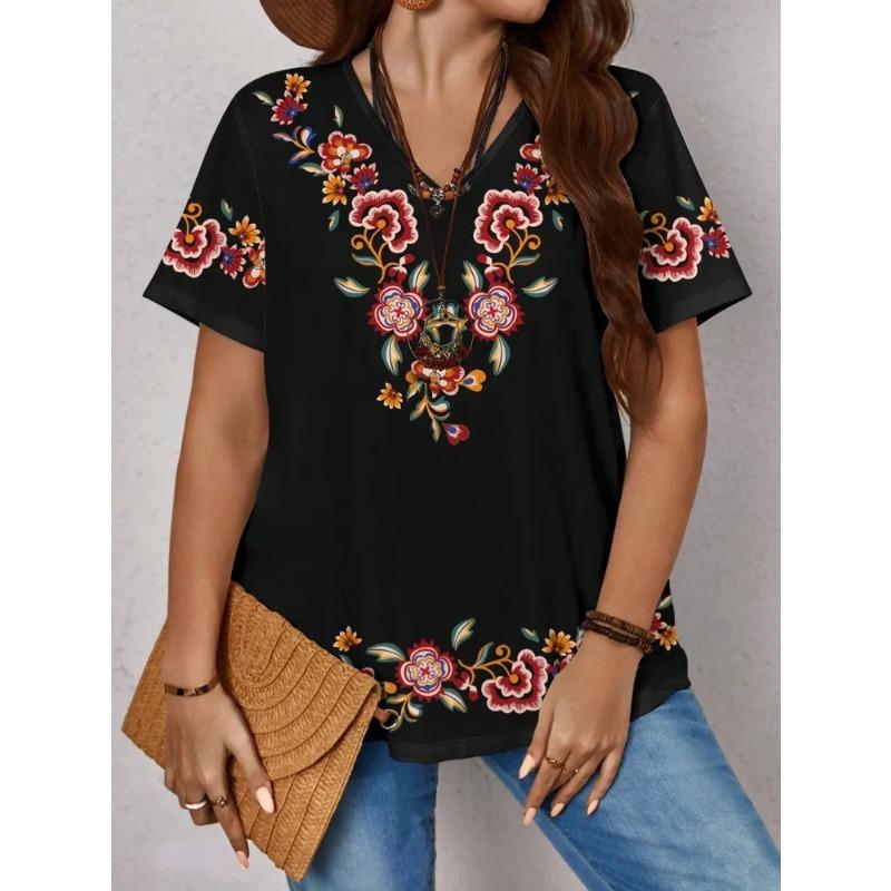 Summer Women's T Shirt Print Casual Short Sleeve 3d T Shirts Fashion Streetwear V Neck Pullover Female Clothing Shirt