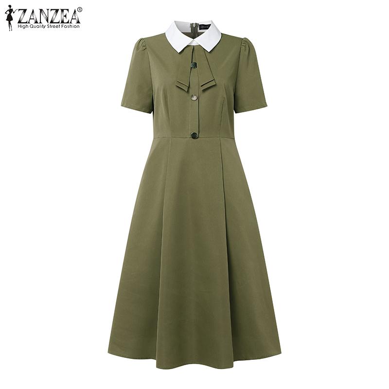 ZANZEA Женское летнее повседневное элегантное платье с коротким рукавом