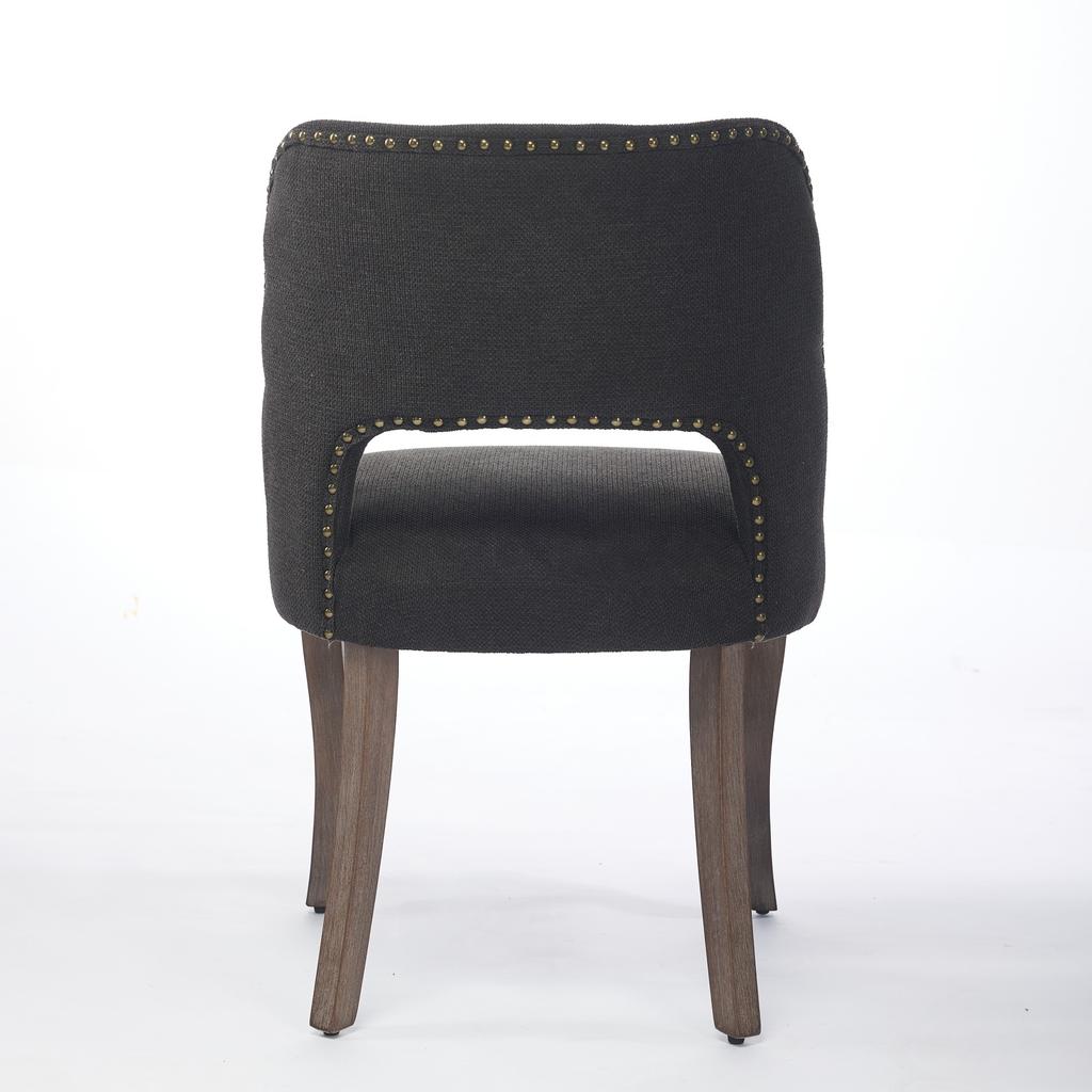 Wooden Dining Chairs Set of 2, Modern Fabric Upholstered Dining Room Chair Farmhouse Dinner Chair for Kitchen Dining Room, Black,DE1870BK
