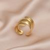 Trendy Stainless Steel Rings For Women Men Gold Color Geometric Open Adjustable Vintage Snake Leaf Shape Ring Jewelry Party Gift