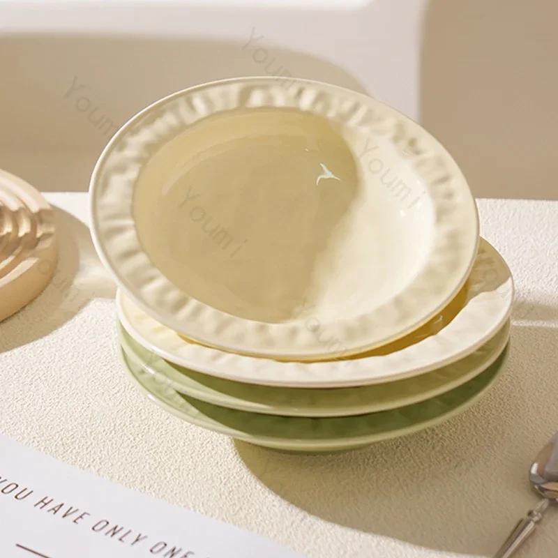 Высококачественные круглые керамические тарелки Роскошные ресторанные салатные десертные тарелки Вкусные блюда Паста Обеденная тарелка Изысканная столовая посуда