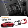 For Seat Ibiza 6j 2009 2010 2011 2012 2013 2014 LHD RHD Real Soft Carbon Fiber Car Headlight Switch Frame Interior Trim Sticker