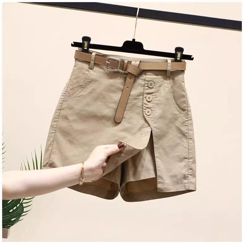 Женские khaki шорты-карго Jiohuo для похудения с эластичной высокой талией, повседневные, длиной до колена, с разрезом