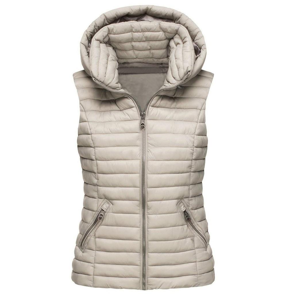 Женская мода однотонная хлопковая жилетка на молнии без рукавов хлопковая куртка