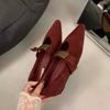 2024 Осень Женские Туфли на Плоской Подошве Низкий Клиновидный Каблук Женские Туфли с Пряжкой Женские Туфли Мэри Джейн Заостренный Носок Туфли-Лодочки Новая Женщина