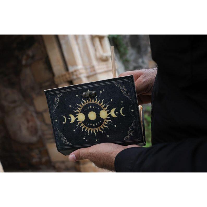 Кожаный блокнот Sun Moon для мужчин и женщин, 200 страниц антикварной бумаги ручной работы с неровным краем, винтажный скетчбук для путешествий