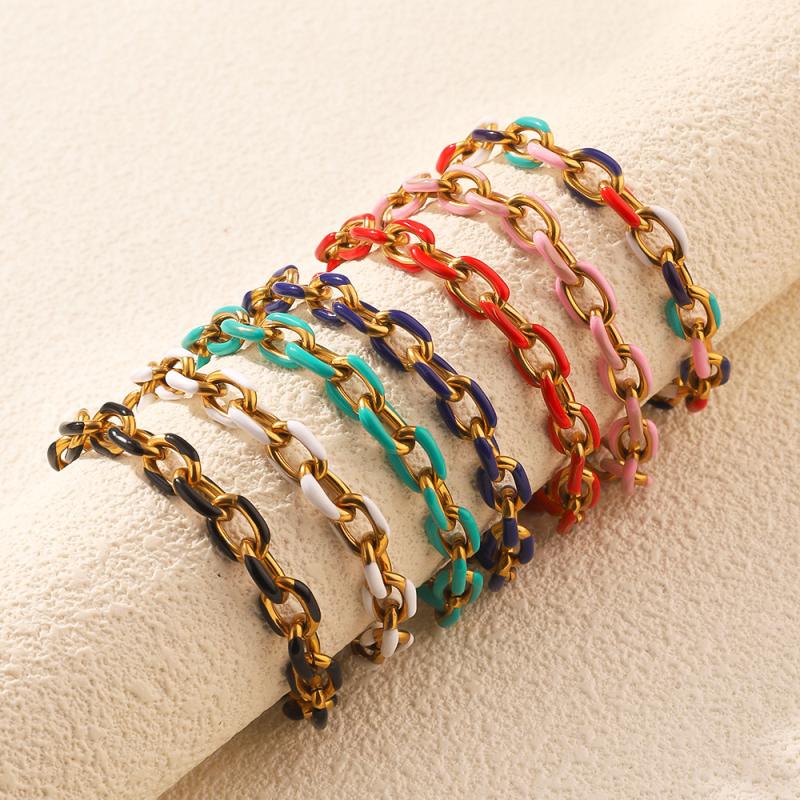 Cuban Link Titanium Steel Bracelet 18K Gold Stainless Steel Fashionable Non-Fading High-End Feeling Jewelry Accessory