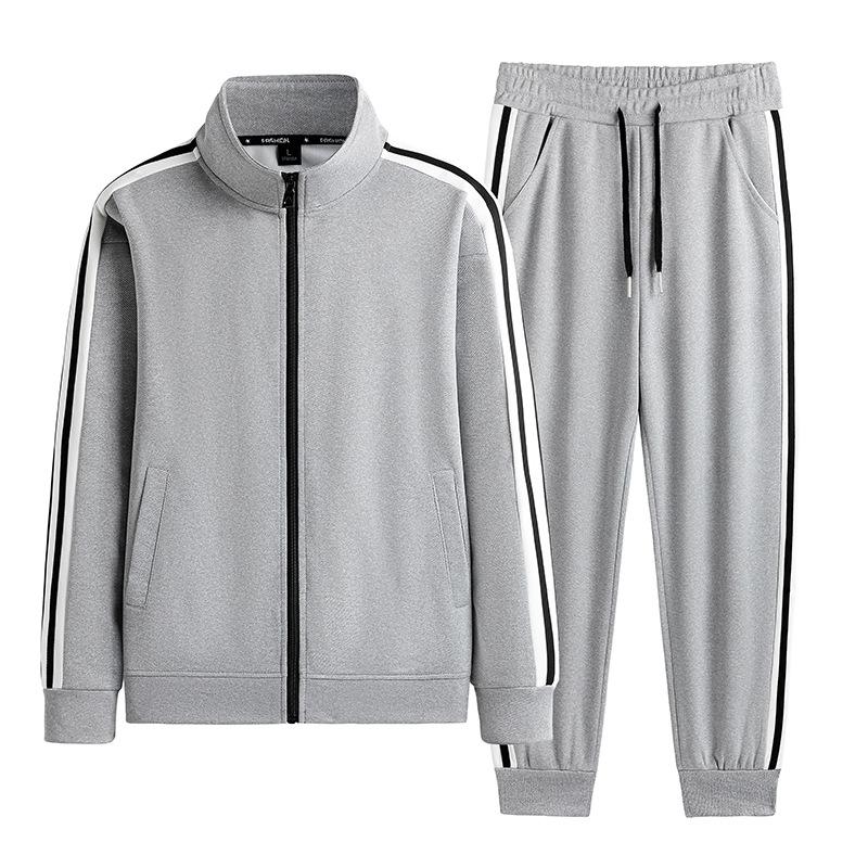 Autumn Winter Men's Sport Suit Trendy Brand Casual Cardigan Sweatshirt Fleece-lined Sports Wear