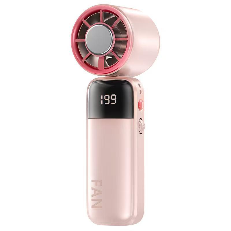 199-Speed Portable Neck-Hanging Ice Cooling Fan, USB Rechargeable Handheld Mini Fan