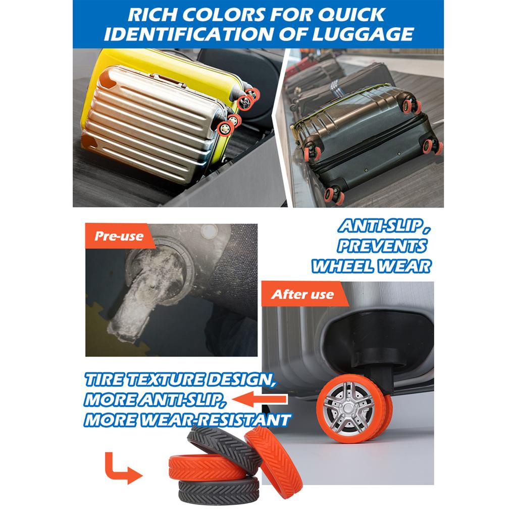 4 шт. Чехлы на колеса для багажа, Чехол на колеса для чемодана, Силиконовый защитный чехол, Чехлы на поворотные колеса для багажа для большинства роликов