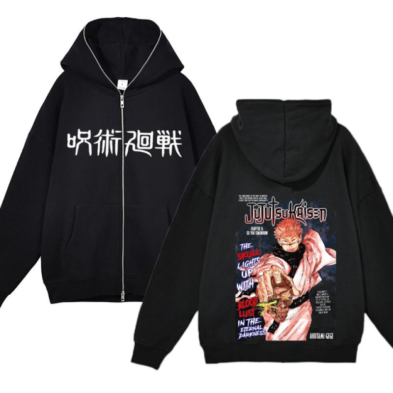 Anime Gojo Satoru Sweatshirts Jujutsu Kaisen Zipper Jackets Gojo Hoodies Thin Fleece Hoodie Zip Up Y2k Hoodies Anime Sweaters