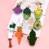 Knitted Vegetable Pendant Keychains: Cucumber, Carrot, Broccoli, Eggplant, Corn, Scallion, Avocado