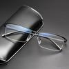 Новые мужские очки для близорукости Металлические очки с полуободковой оправой Защитные очки от синего света Модная квадратная оправа Сверхлегкие готовые очки для близорукости