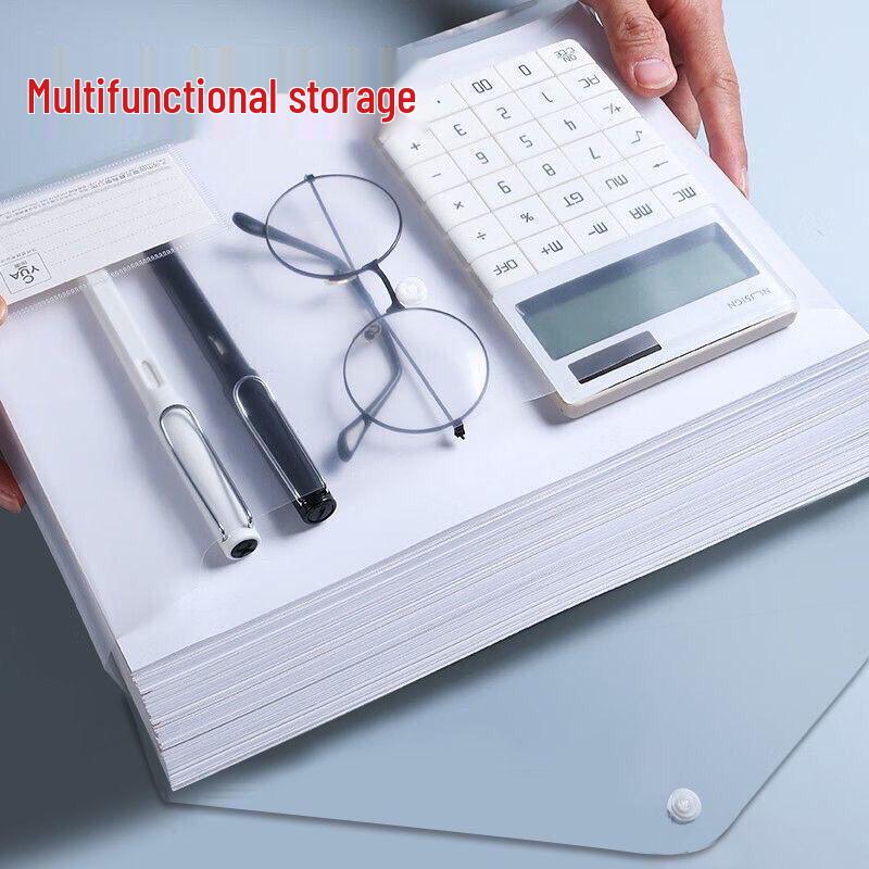 Прозрачная папка-конверт А4 с мультяшным рисунком на кнопке и местом для хранения этикетки