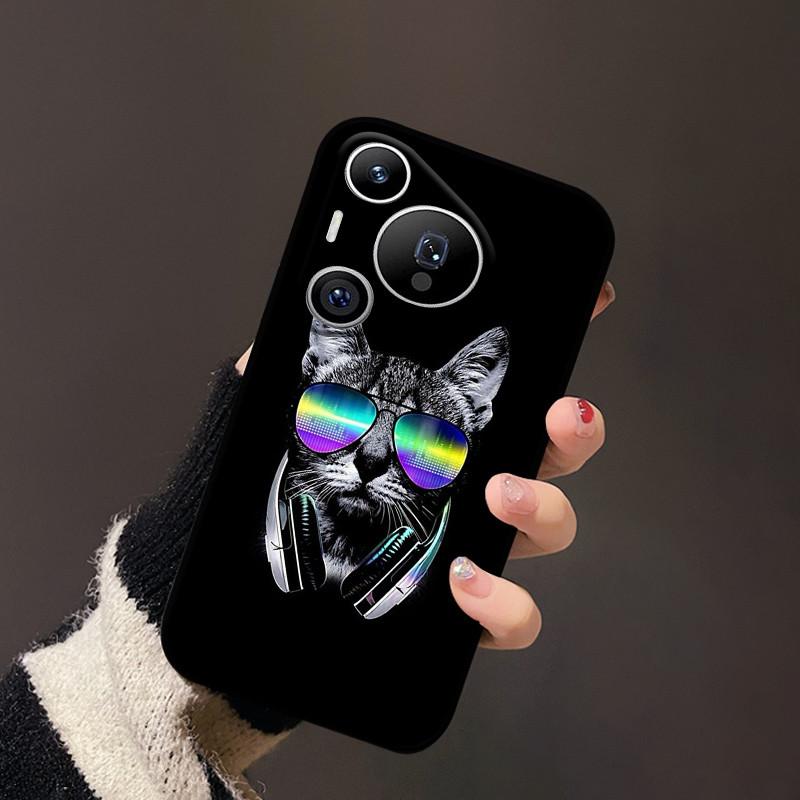 Чехол для Huawei Pura 70 Черный Матовый Милый Мягкий Силиконовый ТПУ Чехлы для Pura70 Pro Pura 70 Pro+ Плюс Ультра Чехол Защитный Fundas