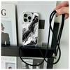European & American Marble Crossbody Lanyard Phone Case for iPhone 14 and 16 Pro Max