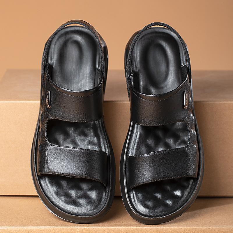 Модный бренд Кожаные сандалии Мужские Повседневные Пляжные туфли Воздушная подушка Противоскользящие Спортивные сандалии Уличные Повседневные Мужские сандалии Sandalias De Hombre