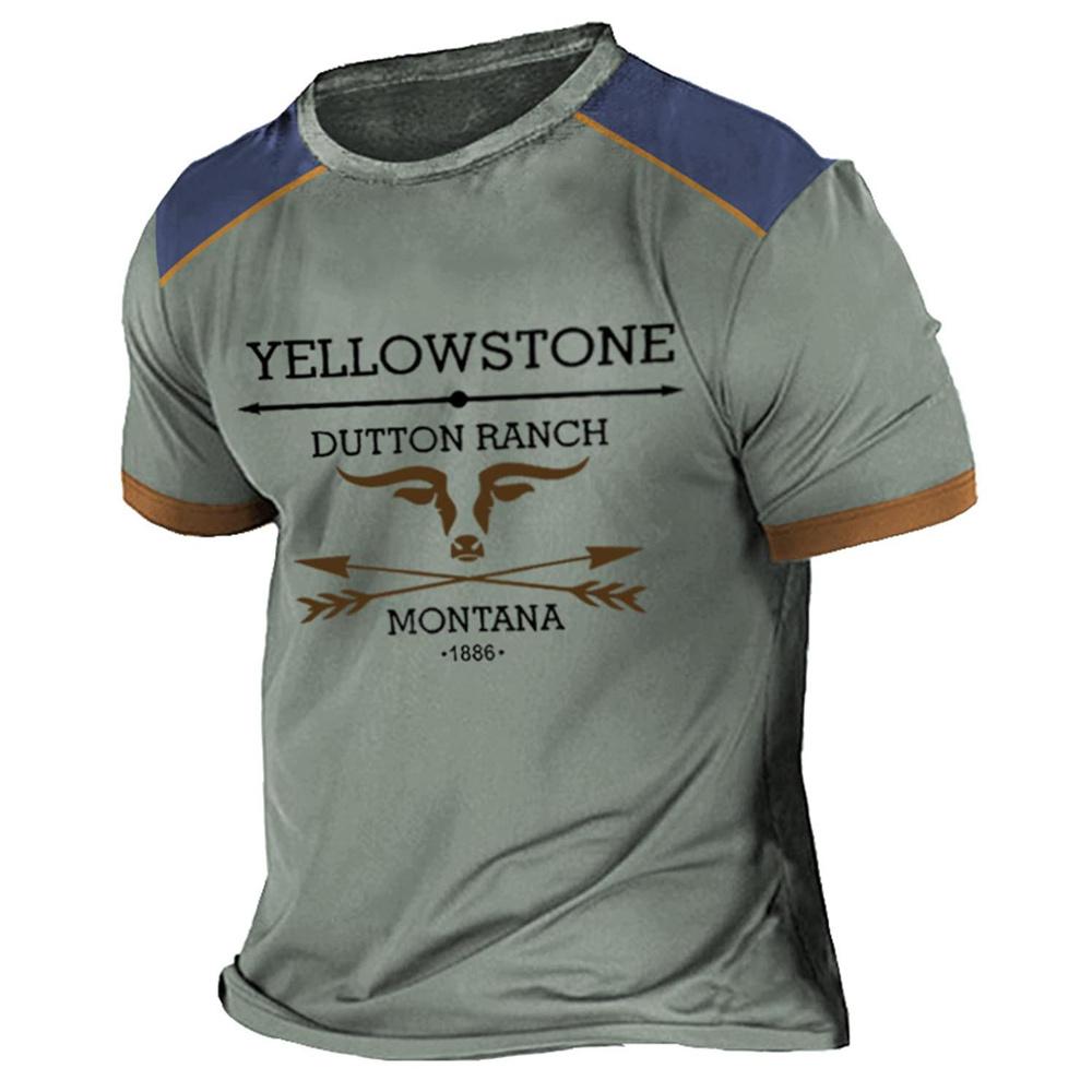 Винтажная мужская футболка Йеллоустонский национальный парк, футболки с 3D принтом, футболка большого размера с короткими рукавами, уличная уличная одежда, топы, одежда