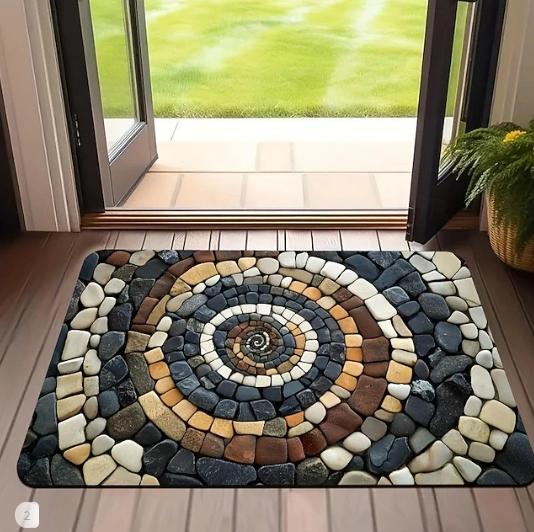 Коврик-циновка 'Спиральная галька' для дома, длинного коридора, гостиной, спальни, напольный декор, 3D-визуальный узор, креативный дизайн