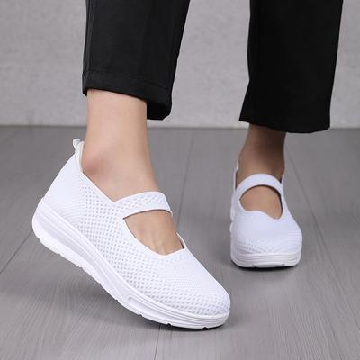 Мама туфли с мелким вырезом лето и осень новые вязаная сетка мягкая подошва полые удобные женские одинарные туфли нескользящие туфли на мягкой подошве -