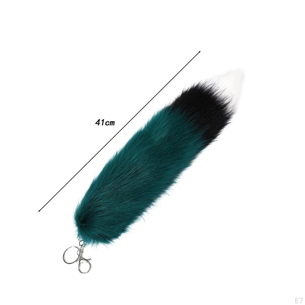 Plush Tail Keychain Bag Pendant Artificial Fur Furry Metal Keyring Car Key Chain for Wallet