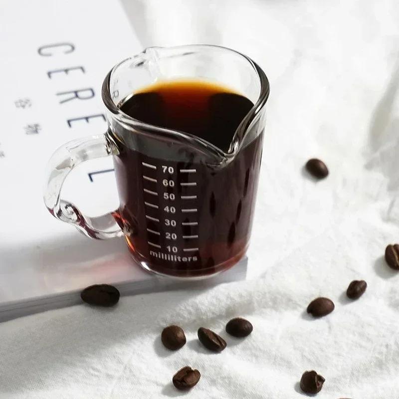 70/150ml Espresso Clear Glass Cup Double Mouth Scale Measuring Cup Milk Latte Jug Coffee Mug Heat Resistant Glass Cup Drinkware