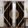 3D Modern Luxury Brand Design Baroque Black Gold 2 Pieces Thin Shading Window Curtain For Living Room Bedroom Decor Rod Pocket