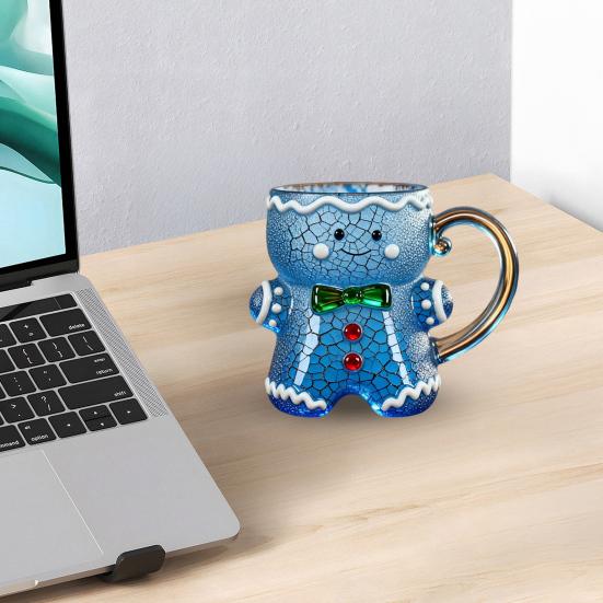 Ceramic Gingerbread Man Mug Christmas Gingerbread Man Shaped Coffee Cup with Handle for Coffee Tea Hot Chocolate Water