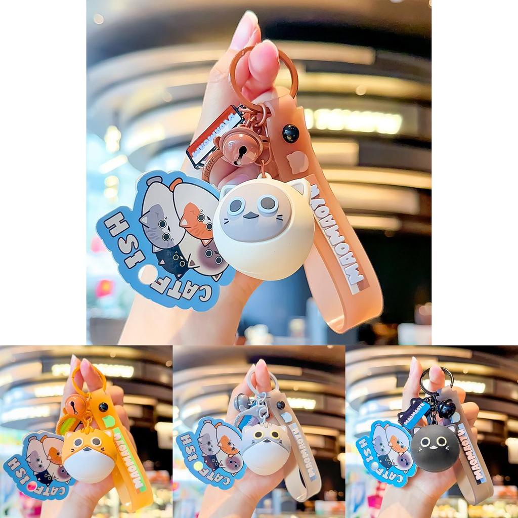 Charming Pvc Cat Fish Keychain Cute Cartoon Styles Perfect For Cat Lovers Gift