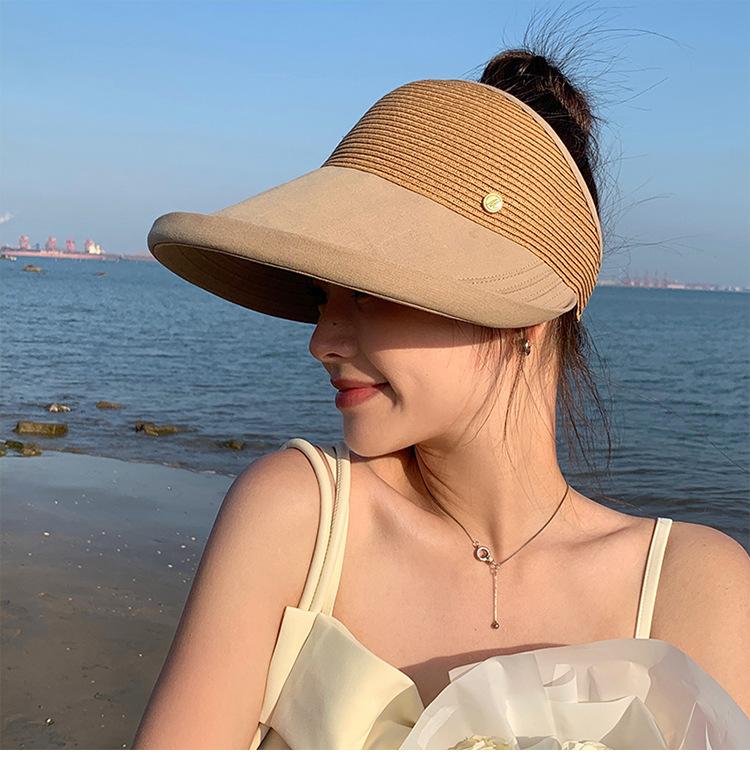 Универсальная соломенная шляпа-цилиндр с фланцами, женская, весна-лето, большие поля, закрывающие лицо, солнцезащитный крем, новая