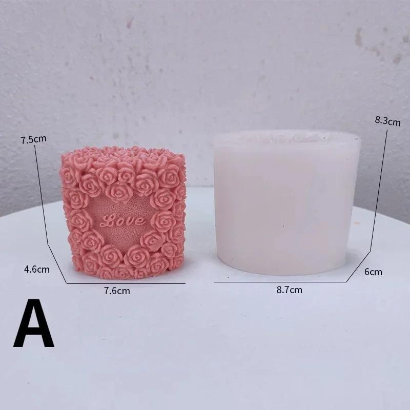 Творческая форма для свечей в форме цветка розы своими руками, форма для гипса, цилиндрическая форма для мыла из силикона, восковая форма для ароматерапии